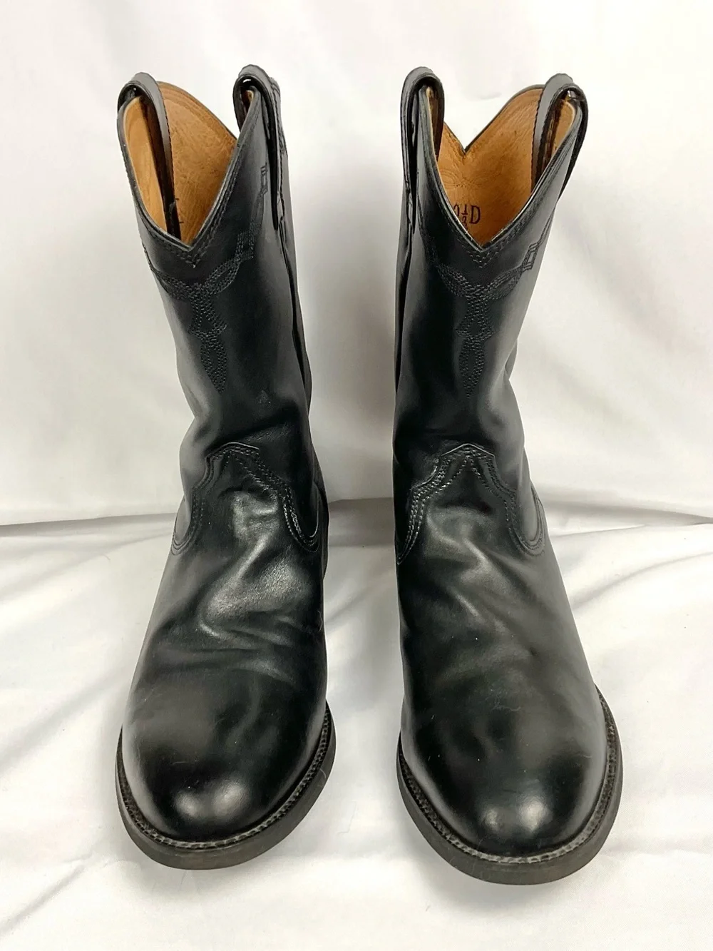 Ariat Heritage Roper Boots Leather Western Boots Men's Sz 10.5D Black Style 3501